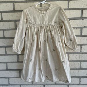 Charming Cream Kids Dress with Floral Details